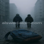 طفلان يسيران في شارع سويدي بائس بجوار حقيبة مدرسية، تعبيراً عن أثر القوانين الجديدة على الأطفال.