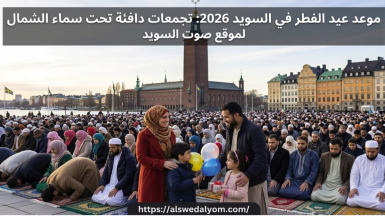 صلاة عيد الفطر 2026 في السويد وتجمعات الجالية في ستوكهولم ومالمو بملابس شتوية وتقليدية.