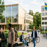 International students studying and working at a university campus in Sweden under the country's updated student visa regulations.