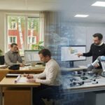 AI and the Future of Swedish Jobs showing Swedish workers collaborating with artificial intelligence technology