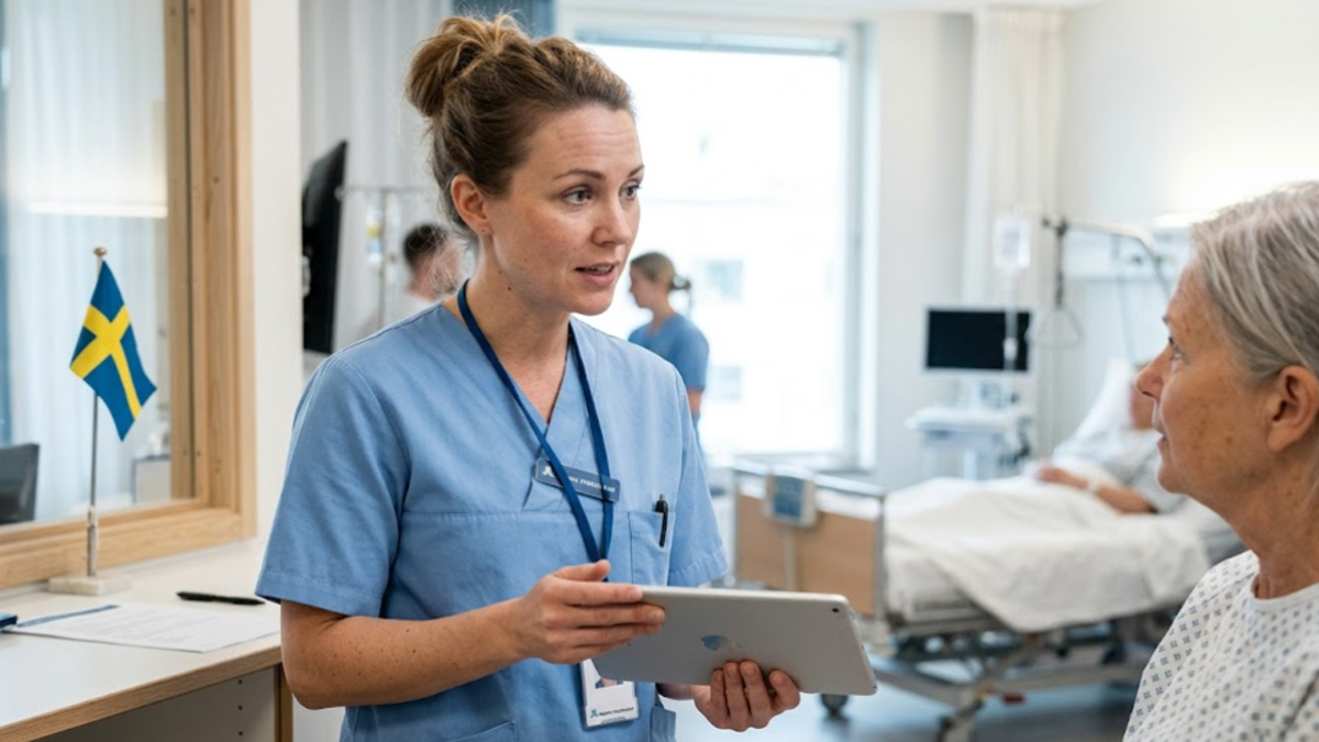 Nurse working in a Swedish hospital