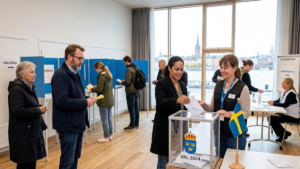 Sweden elections voting at a polling station in Stockholm