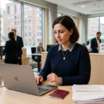 Sweden Migration Agency application status tracking on a laptop