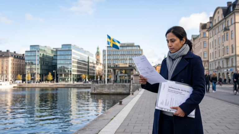 Sweden work permit salary threshold of SEK 34,470