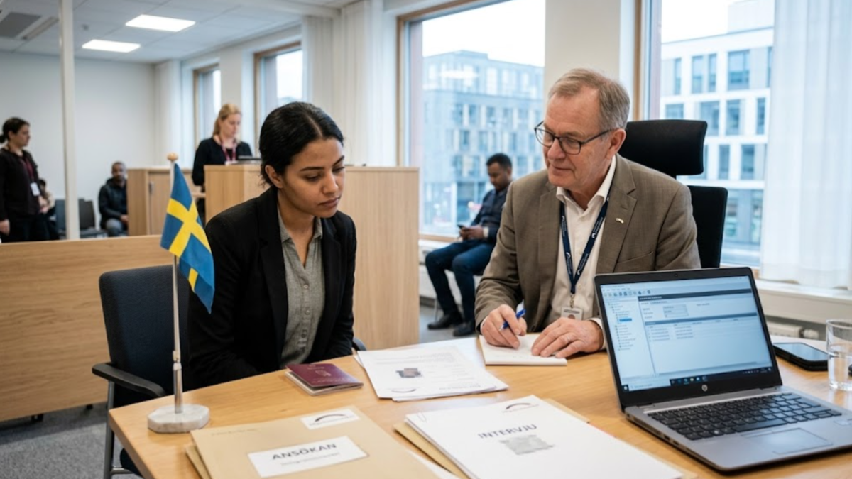 Sweden immigration interview with applicant and immigration officer