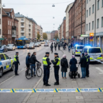 Police responding to an incident on Bergsgatan in central Malmö, Sweden