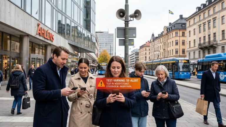 SE-Alert emergency warning system test in Stockholm, Sweden