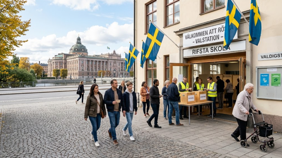 Sweden election polling station in Stockholm