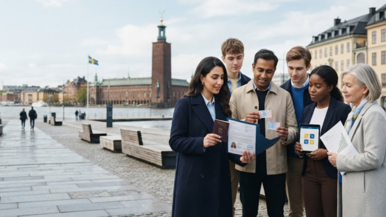 Swedish citizenship requirements in 2026 with Stockholm and Swedish flag