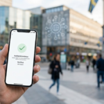 Smartphone representing BankID in Sweden after the service disruption was resolved.