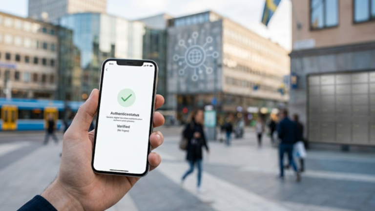 Smartphone representing BankID in Sweden after the service disruption was resolved.