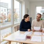 Immigrant family in Sweden reviewing residence permit documents and household income requirements.